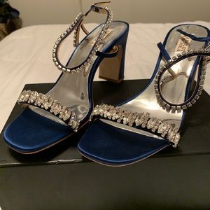 Badgley Mischka Blue Marilee block heel size 10